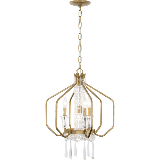 000 SI-2536903 | Primary Silo | Barcelona 3+1 Light Pendant by Varaluz in gold, brass. Made from steel, crystal in a unique style.