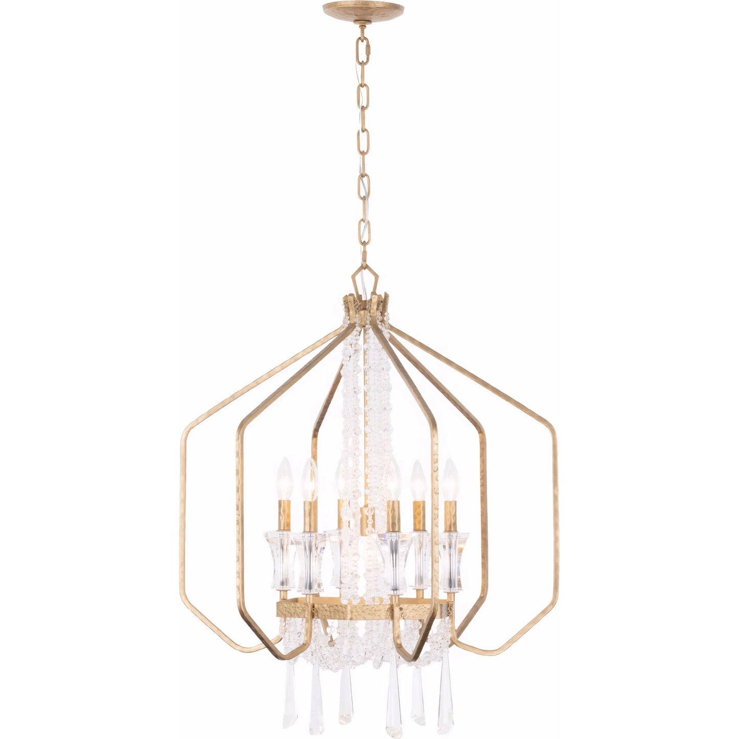 000 SI-2536908 | Primary Silo | Barcelona 6+1 Light Pendant by Varaluz in gold, brass. Made from steel, crystal in a unique style.