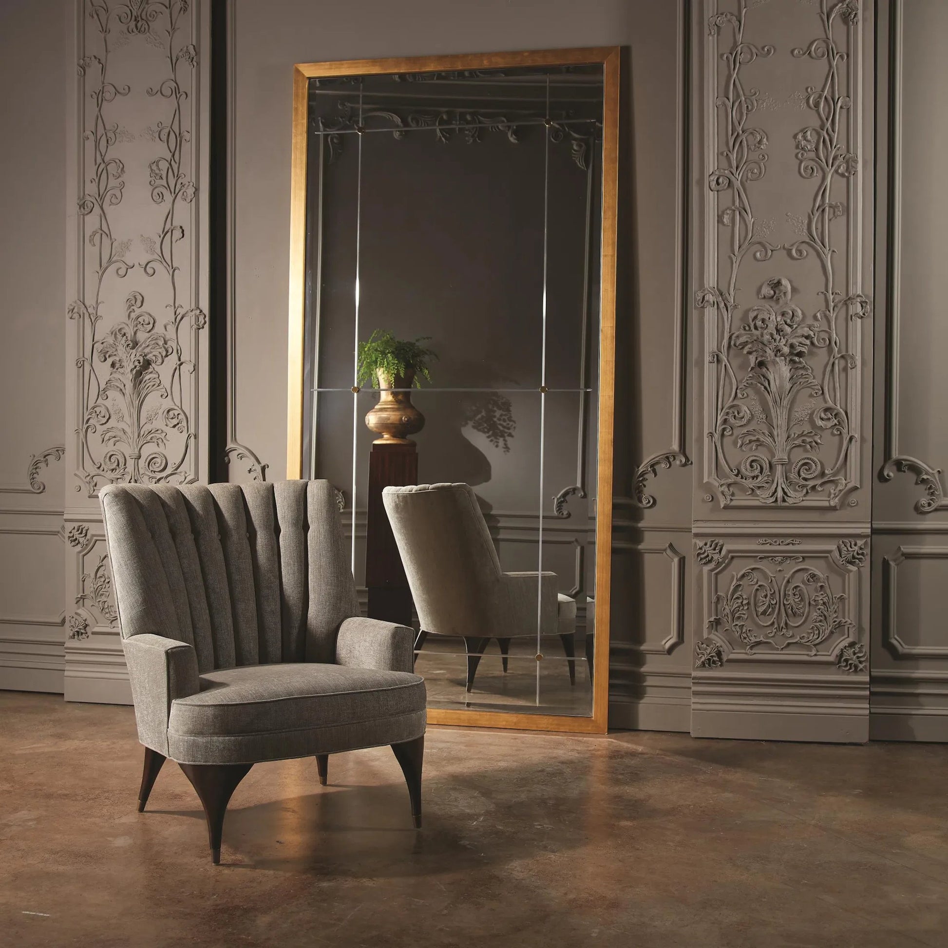 Beaumont Floor Mirror by Global Views. Made from unique in a transitional style.