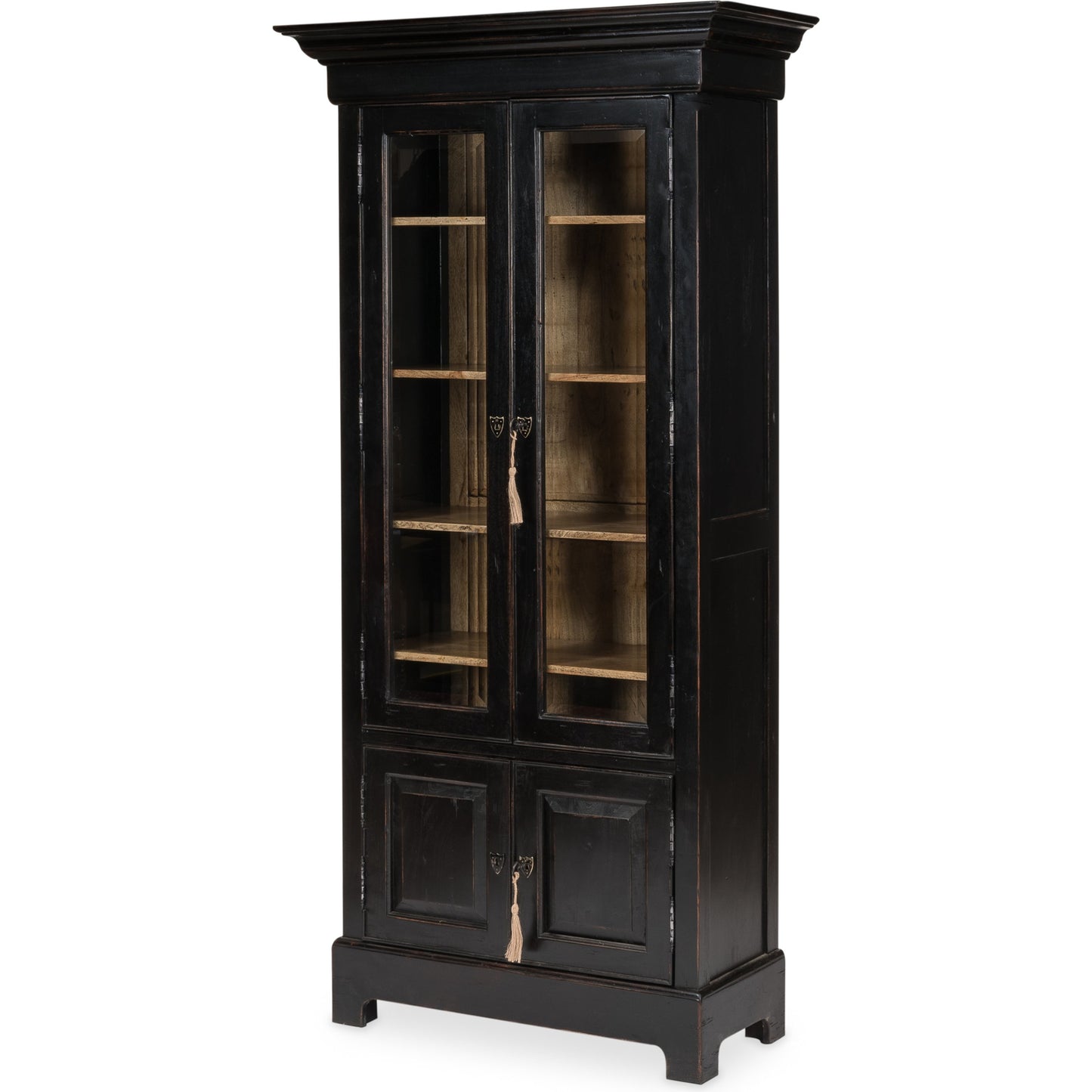 001 S-242808 | Additional Silo | Bookcase in Ebony Finish by Sarreid Ltd. in black and 5 adjustable shelves two keys. Made from solid walnut, glass in a traditional style.