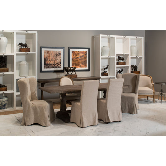 Draped Side Chair by Sarreid Ltd. in beige. Made from fabric in a modern style.
