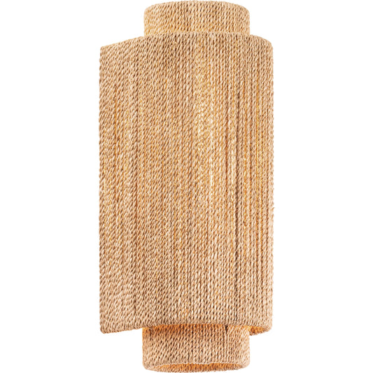 Metuchen Wall Sconce by Hudson Valley in vintage gold leaf. Made from natural woven in a unique style.