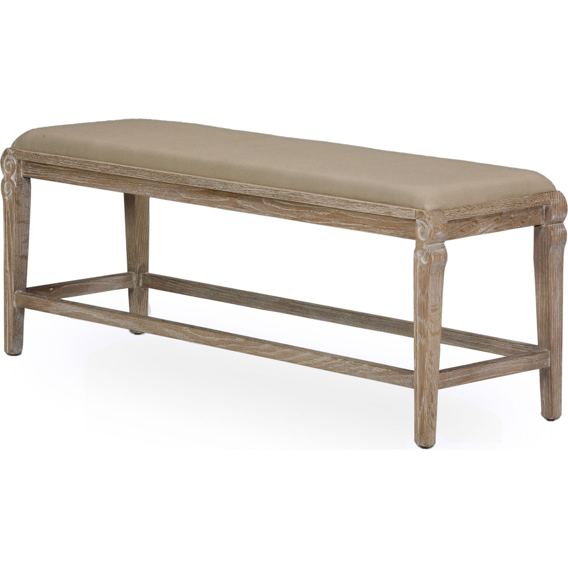 Smith Building Parlor Bench by Sarreid Ltd. in beige and white wash oak. Made from ash, linen in a cottage & farmhouse style.