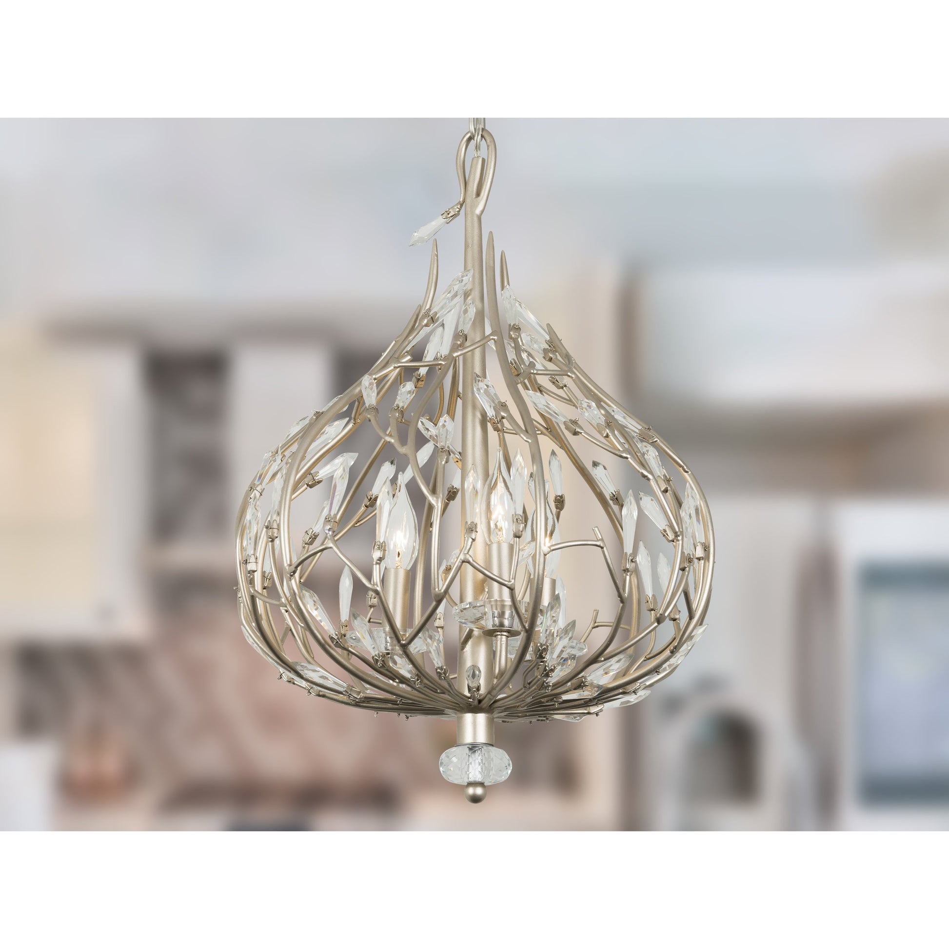 Bask Crystal Mini Pendant by Varaluz. Made from premium pre-installed crystal in a transitional style.