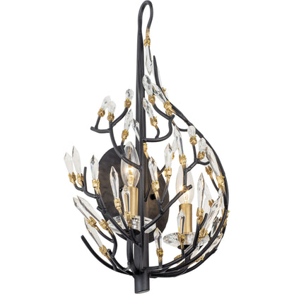Bask 2-Light Crystal Wall Sconce by Varaluz in matte black/french gold. Made from unique in a modern style.