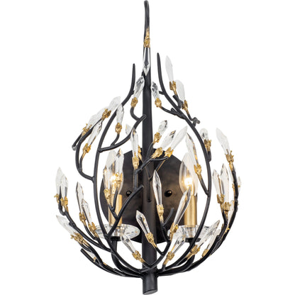 Bask 2-Light Crystal Wall Sconce by Varaluz in matte black/french gold. Made from unique in a modern style.