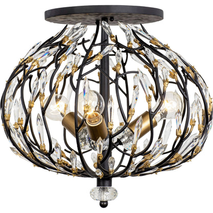 Bask Crystal Semi-Flush by Varaluz in matte black/french gold. Made from unique in a modern style.