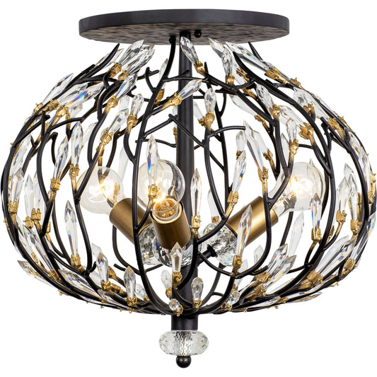 Bask Crystal Semi-Flush by Varaluz in matte black/french gold. Made from unique in a modern style.