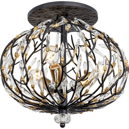 Bask Crystal Semi-Flush by Varaluz in matte black/french gold. Made from unique in a modern style.
