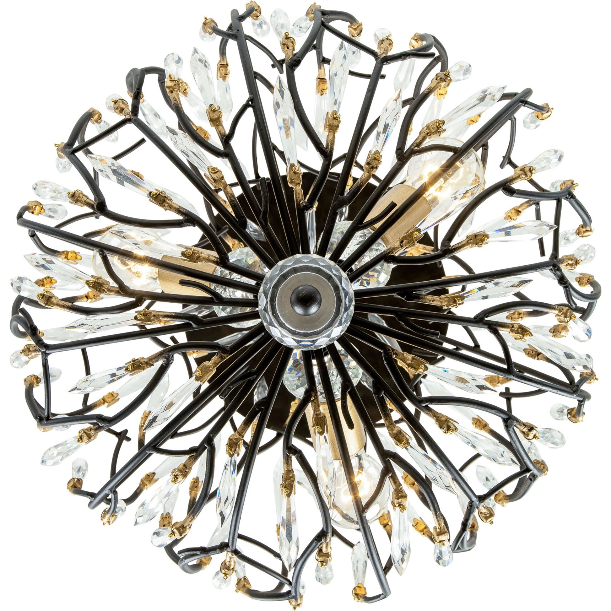 Bask Crystal Semi-Flush by Varaluz in matte black/french gold. Made from unique in a modern style.