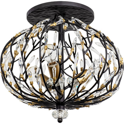 Bask Crystal Semi-Flush by Varaluz in matte black/french gold. Made from unique in a modern style.