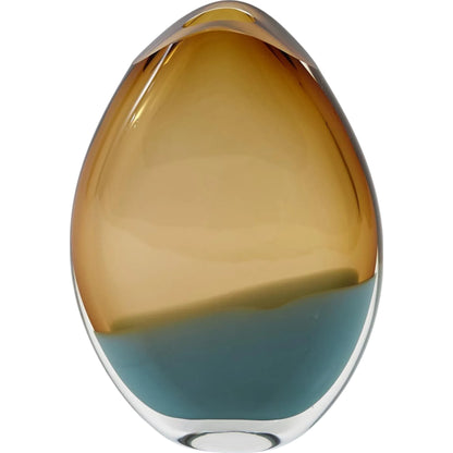 Pistachio Bubble Amber Oval Vase by Global Views. Made from art glass in a coastal style.