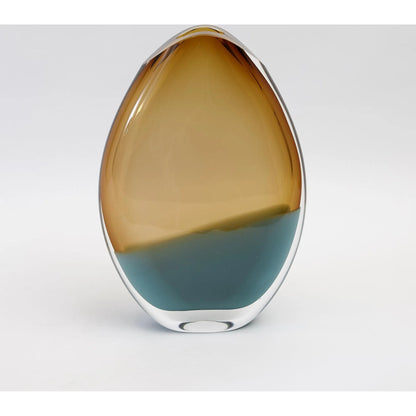 Pistachio Bubble Amber Oval Vase by Global Views. Made from art glass in a coastal style.