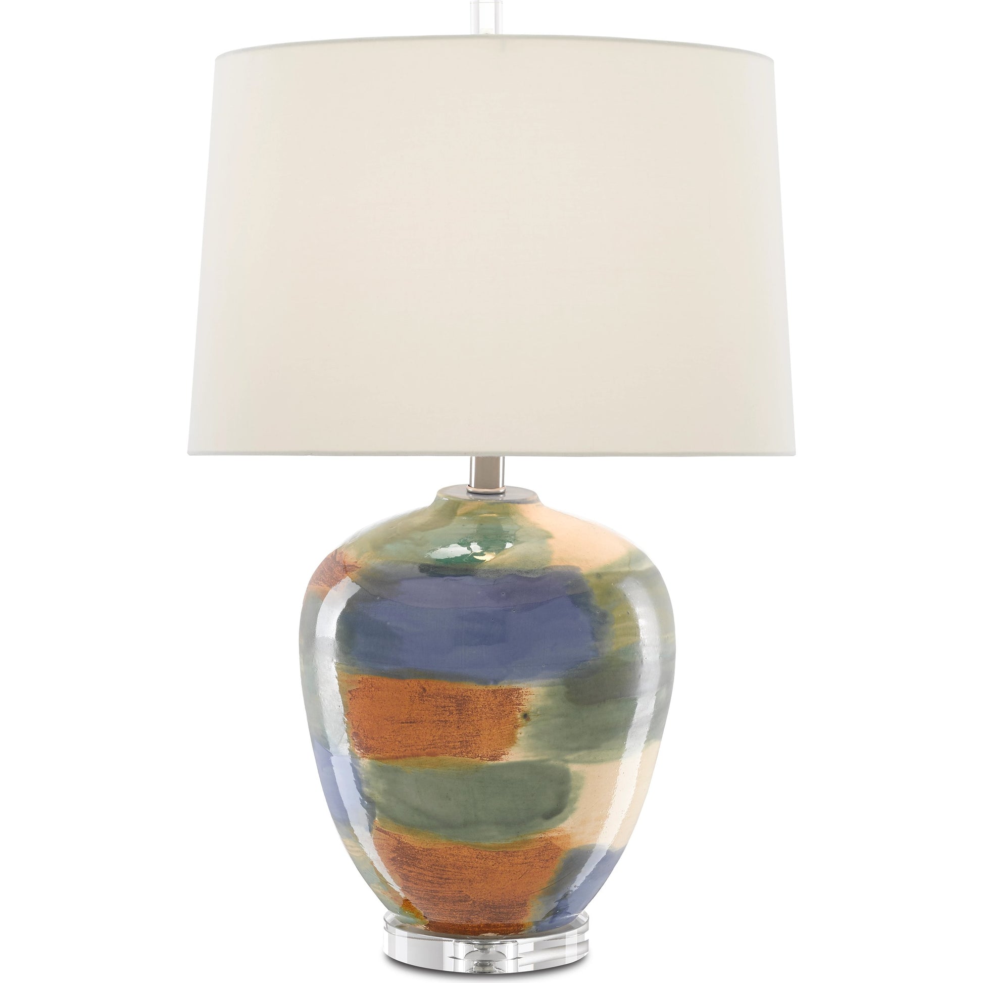 Rainbow Table Lamp by Currey and Company in blue, green, sand, rust, clear. Made from porcelain, crystal in a eclectic & global style.