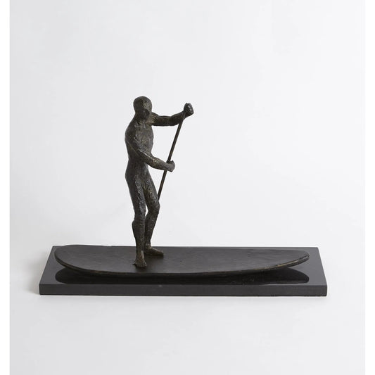 Sup Sculpture by Global Views in bronze. Made from iron, marble in a coastal style.