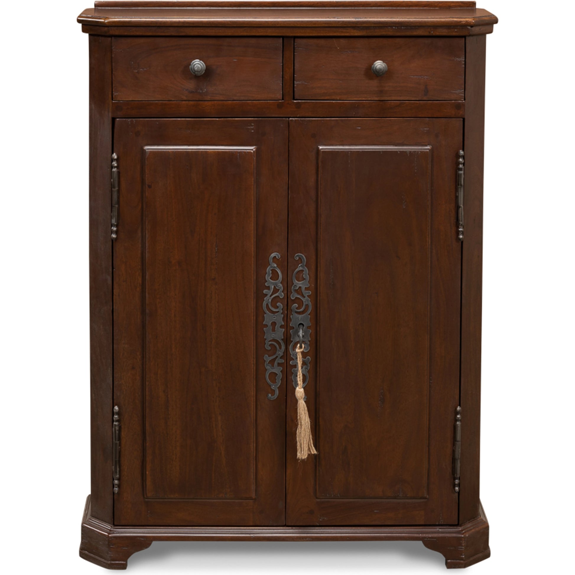 Austrian Hall Cabinet by Sarreid Ltd. in brown. Made from unique in a traditional style.