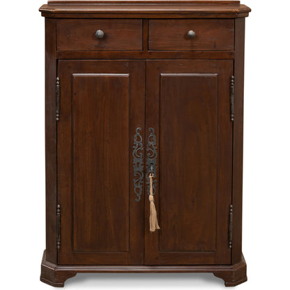 Austrian Hall Cabinet by Sarreid Ltd. in brown. Made from unique in a traditional style.
