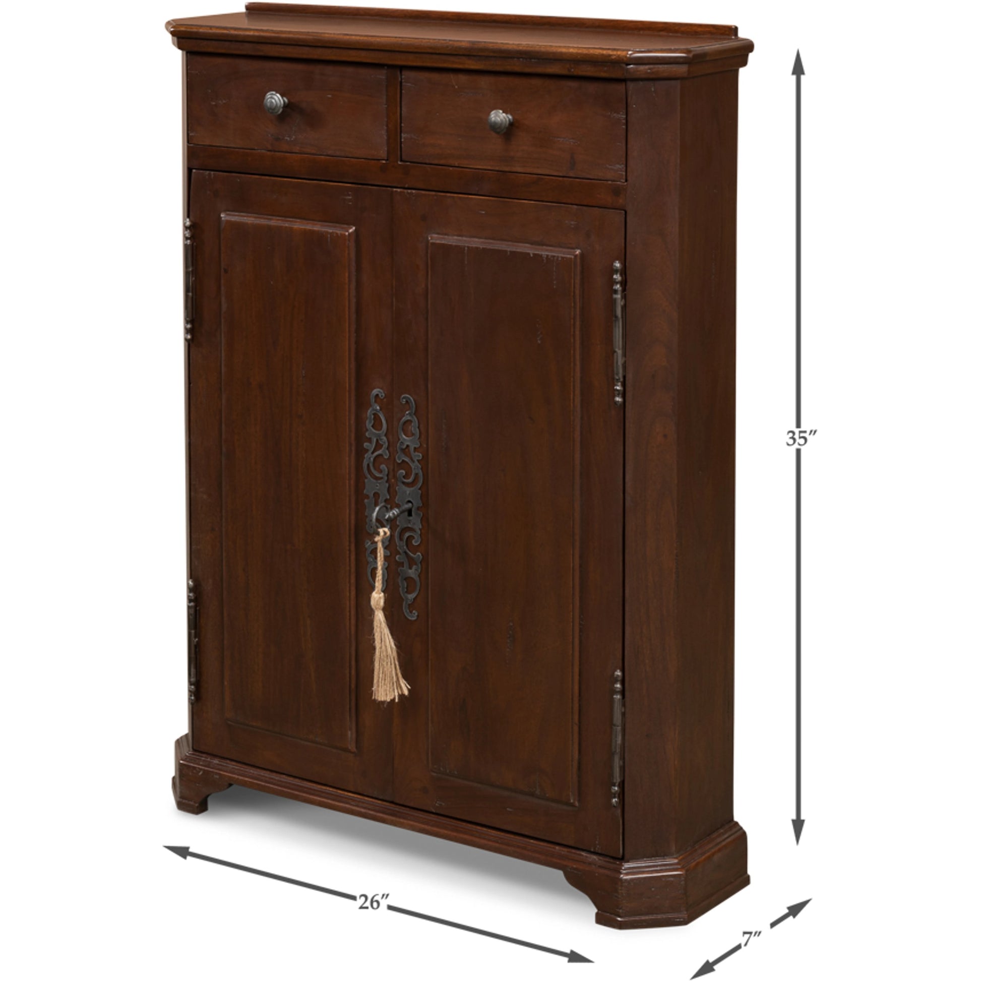 Austrian Hall Cabinet by Sarreid Ltd. in brown. Made from unique in a traditional style.