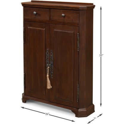 Austrian Hall Cabinet by Sarreid Ltd. in brown. Made from unique in a traditional style.