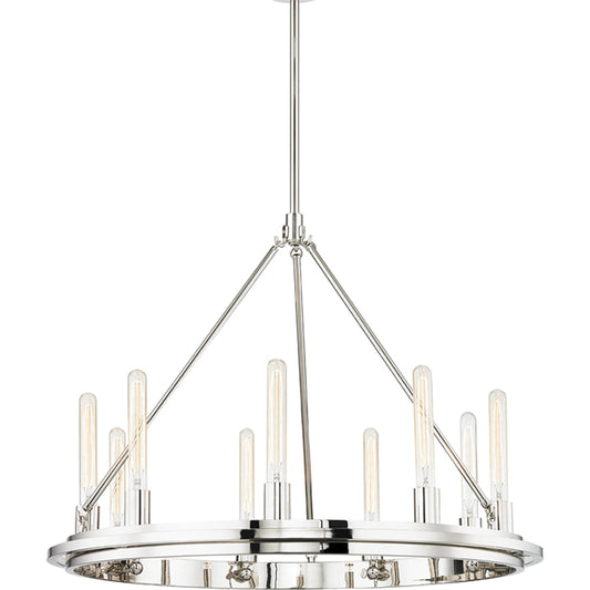 Chambers 9-Light Chandelier by Hudson Valley in polished nickel. Made from metal in a transitional style.