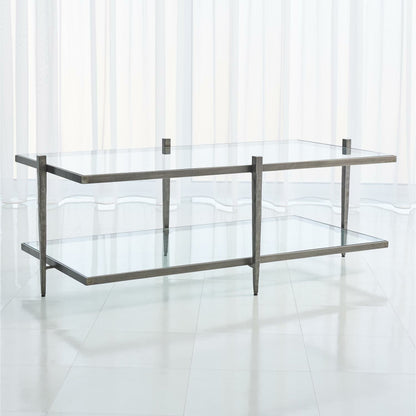 Laforge Cocktail Table by Global Views. Made from iron, tempered glass in a transitional style.