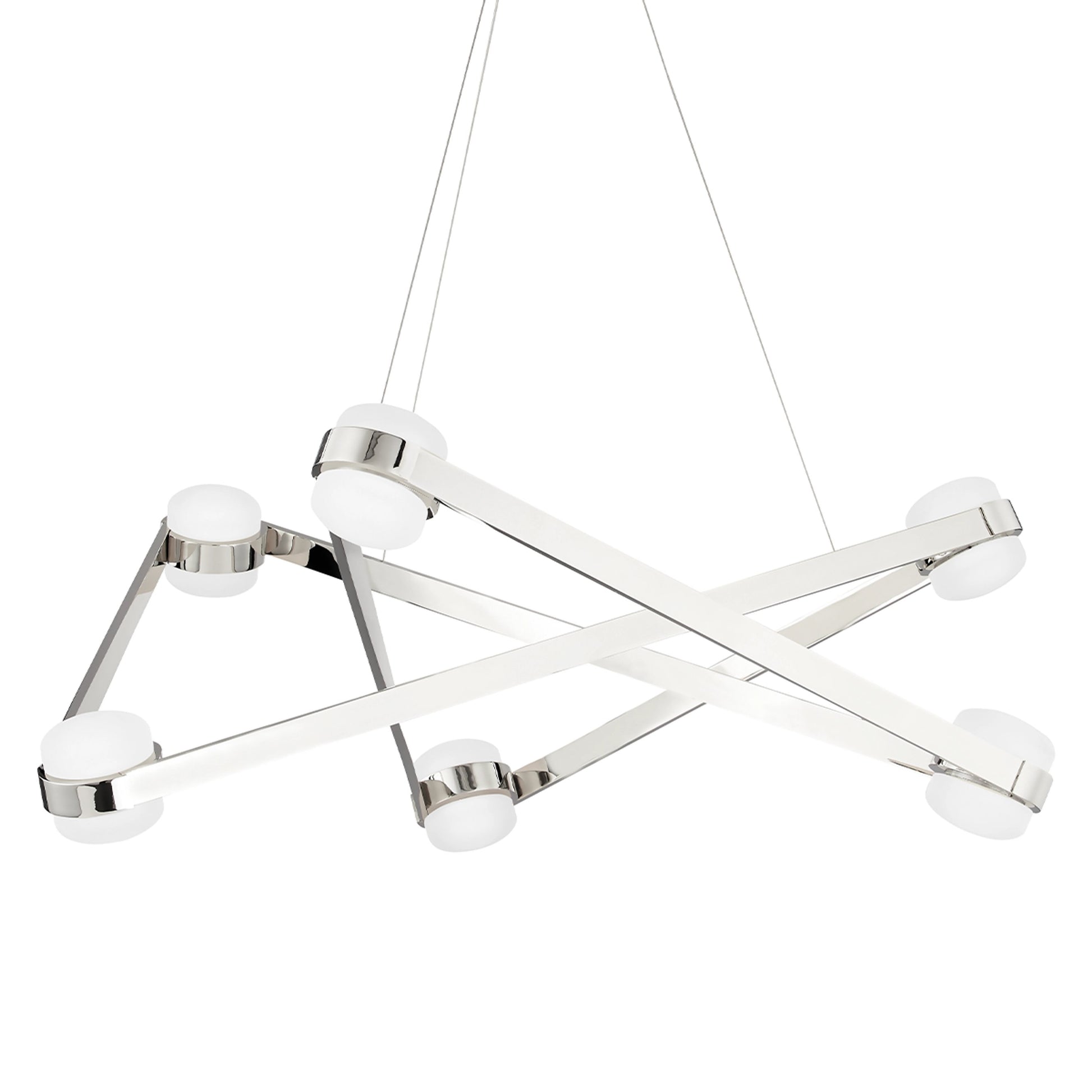 Orbit 6 Light Chandelier by Hudson Valley. Made from brass in a modern style.