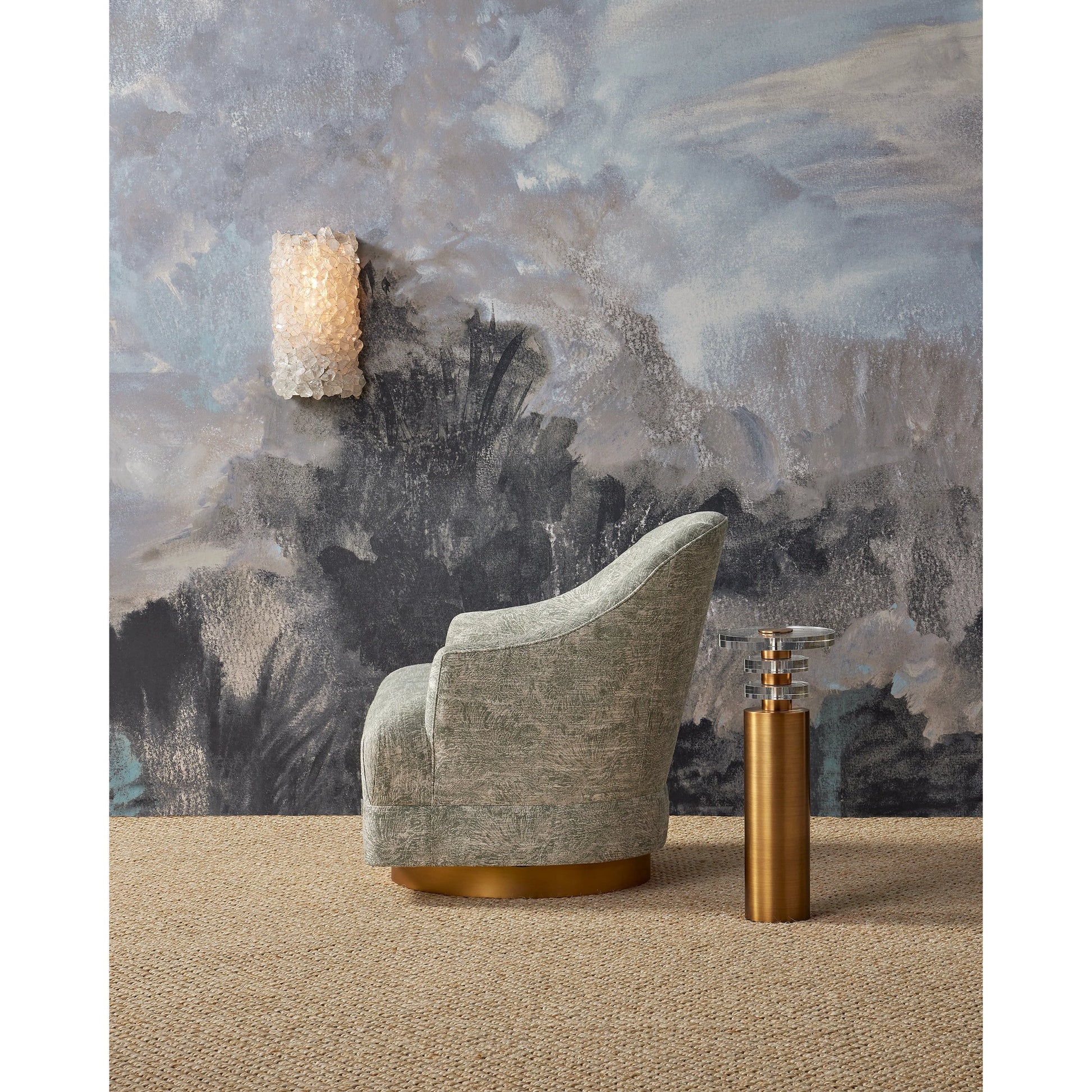 Shani Drinks Table by Currey and Company. Made from iron, optic crystal in a modern style.