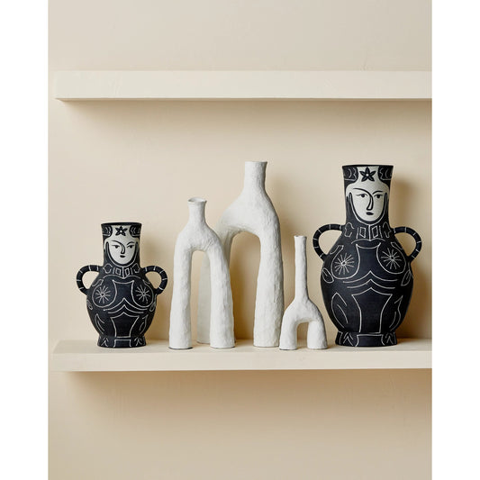 Saint-Paul-De-Vence Vase by Currey and Company in black, white. Made from terracotta in a modern style.