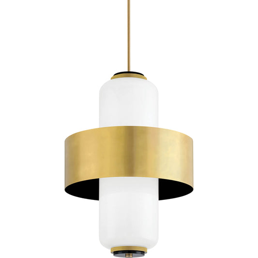 Melrose Pendant by Corbett in vintage brass, soft black. Made from solid brass in a unique style.