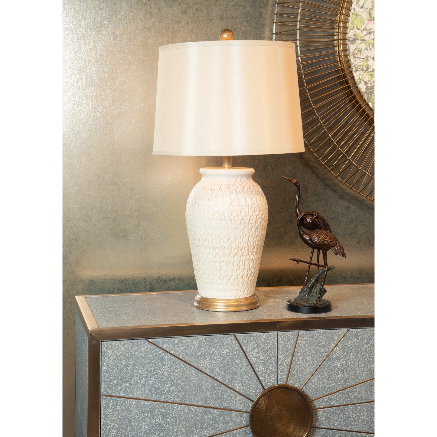 003 SR-385872 | Lifestyle | Lucia Lamp by Wildwood in art glaze, antique gold. Made from ceramic, porcelain in a transitional style.