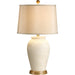 Lucia Lamp by Wildwood in art glaze, antique gold. Made from ceramic, porcelain in a transitional style.