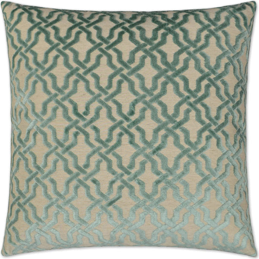 Liberty Pillow by DV Kap Home in aqua. Made from 38% viscose, 35% linen, 27% polyester in a unique style.