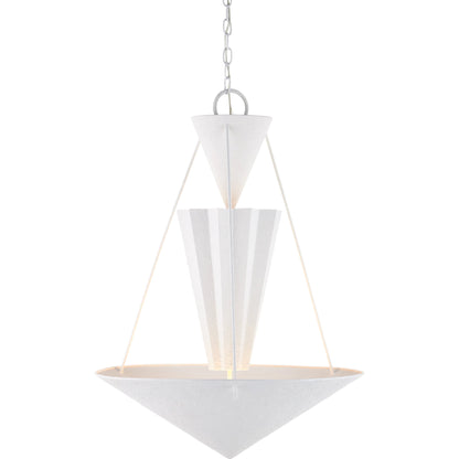 Empyrean Chandelier by Currey and Company in yeso blanco. Made from wrought iron in a modern style.