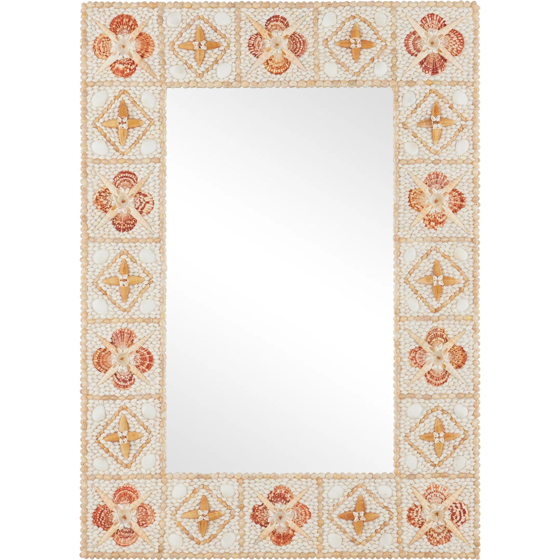 Junonia Mirror by Currey and Company in natural. Made from shell, wood, glass in a eclectic & global style.