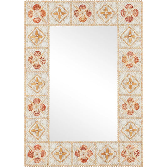 Junonia Mirror by Currey and Company in natural. Made from shell, wood, glass in a unique style.