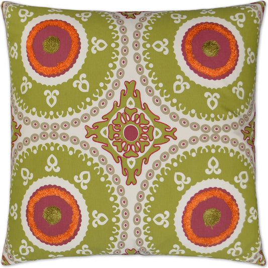 Guido by DV Kap Home in green, coral, salmon, lime. Made from 63% polyester, 22% acrylic, 10% cotton, 5% rayon in a transitional style.
