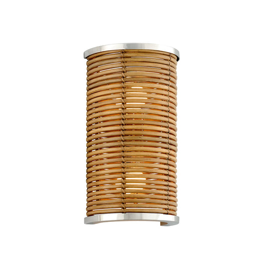 Carayes Wall Sconce by Corbett in stainless steel. Made from rattan, stainless steel in a unique style.