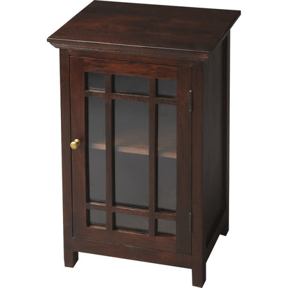 Baxter Transitional Chairside Table by Butler Specialty Company in dark brown and artifacts. Made from mango wood solids, mdf in a traditional style.
