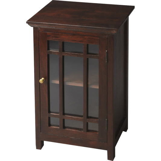 Baxter Transitional Chairside Table by Butler Specialty Company in dark brown and artifacts. Made from mango wood solids, mdf in a traditional style.