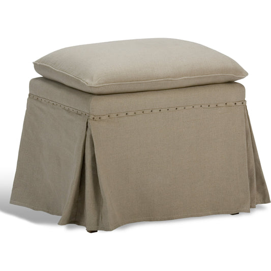 Draped Ottoman (Set of 2) by Sarreid Ltd. in beige. Made from oak, linen in a modern style.
