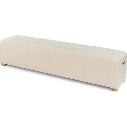 The 6 Foot Bench by Sarreid Ltd. in beige and beige linen. Made from oak, linen in a modern style.