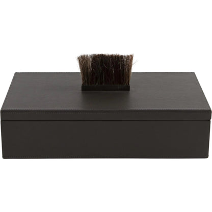 Harrington Box by Global Views. Made from mdf, brass, horse hair, leather cladding in a traditional style.