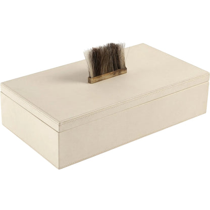 Harrington Box by Global Views. Made from mdf, brass, horse hair, leather cladding in a traditional style.