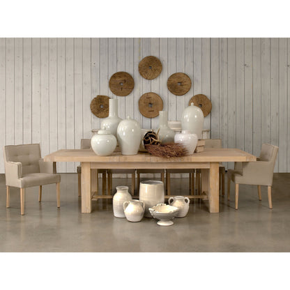 Bauhaus Extendable Dining Table by Sarreid Ltd. in natural oak. Made from oak in a cottage & farmhouse style.