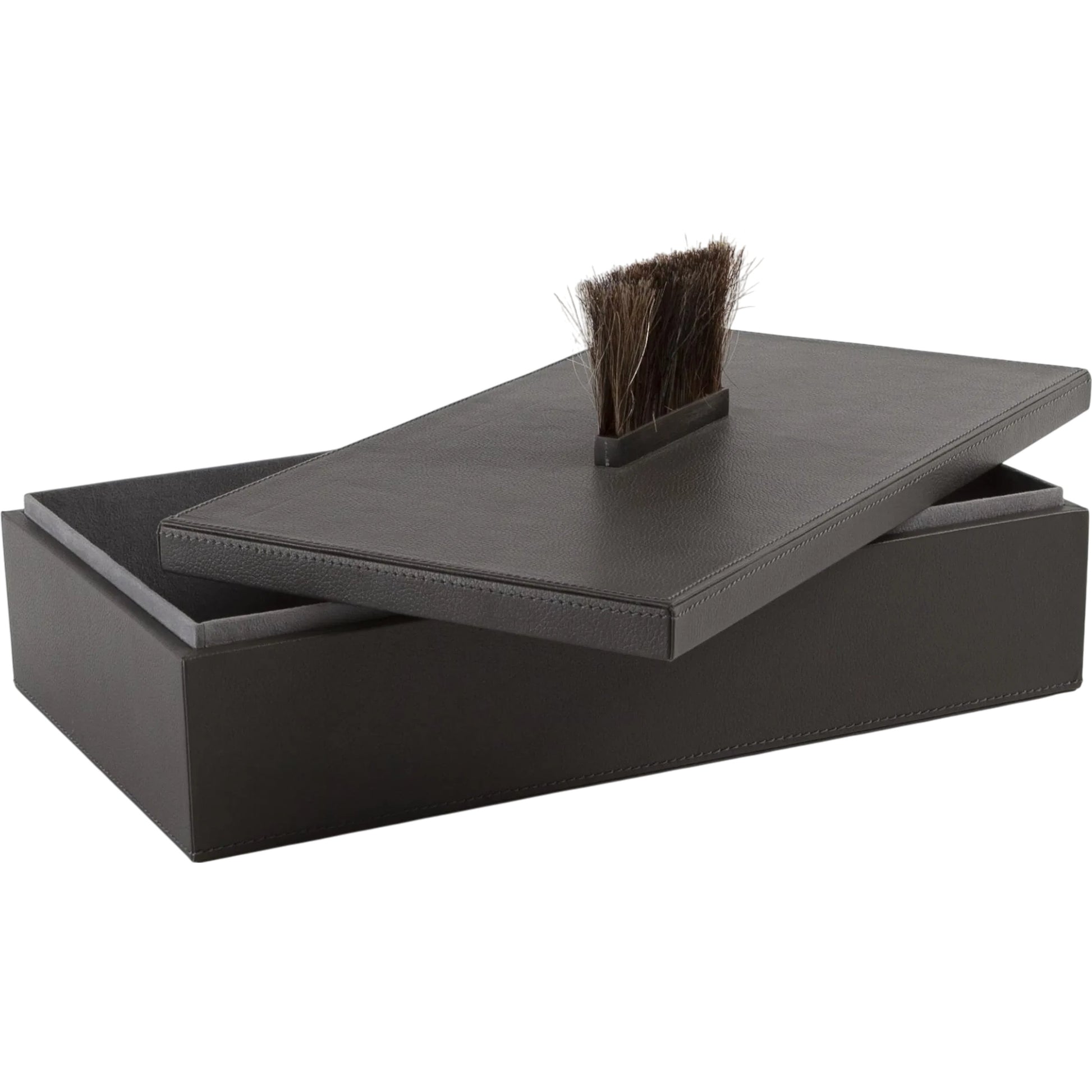 Harrington Box by Global Views. Made from mdf, brass, horse hair, leather cladding in a traditional style.