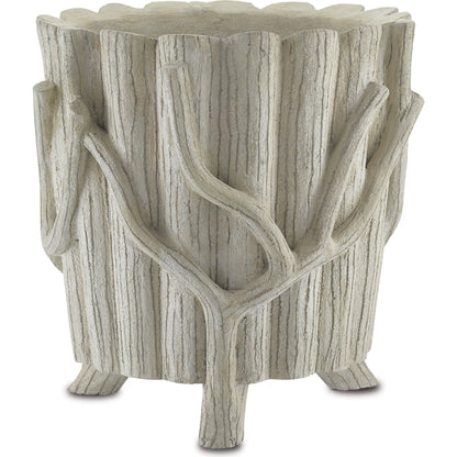 Faux Bois Planter by Currey and Company in portland, faux bois. Made from concrete, iron in a rustic style.