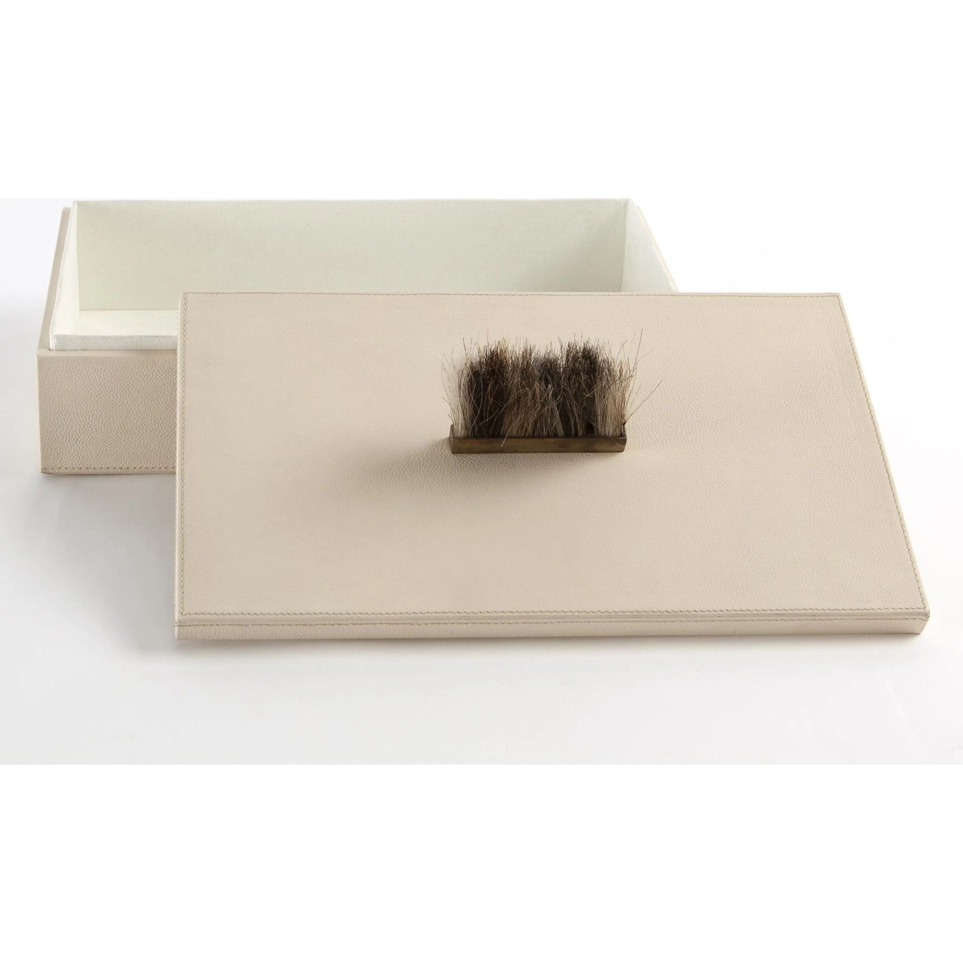 Harrington Box by Global Views. Made from mdf, brass, horse hair, leather cladding in a traditional style.