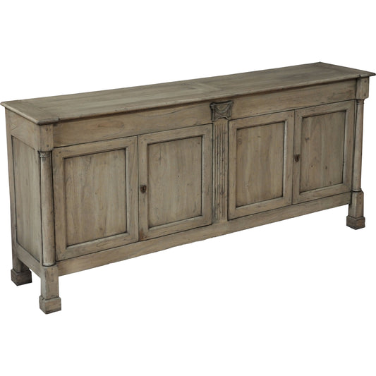 Caracole Credenza by Sarreid Ltd. in beige and driftwood. Made from solid walnut in a cottage & farmhouse style.