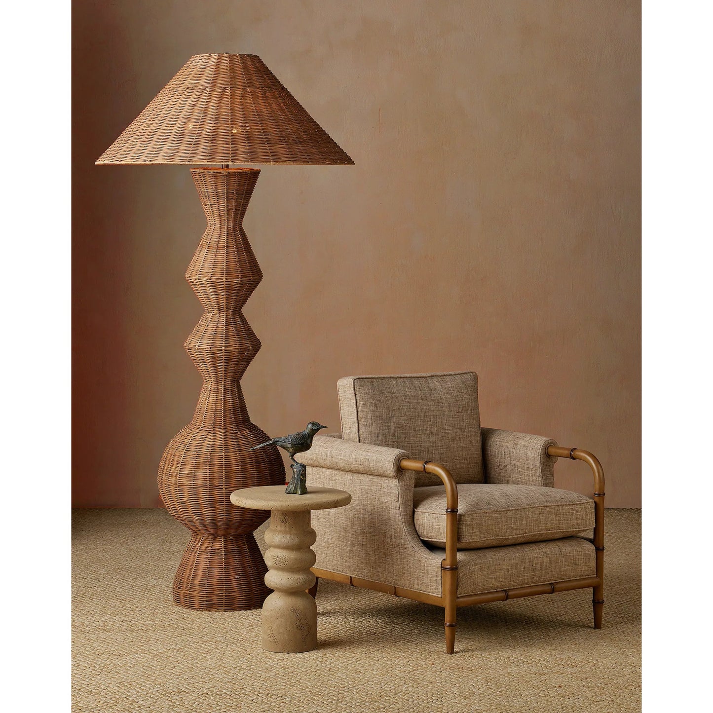 005 SI-2387137 | Lifestyle | Rocco Accent Table by Currey and Company in beige. Made from composite concrete in a transitional style.