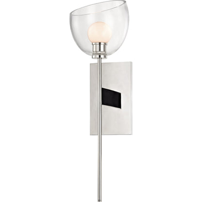 Davis Wall Sconce by Hudson Valley in polished nickel. Made from brass in a transitional style.